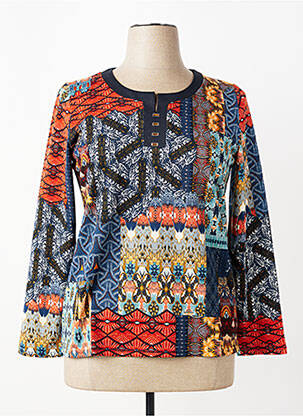 Pull coupe cintrée manches longues bleu GEVANA femme