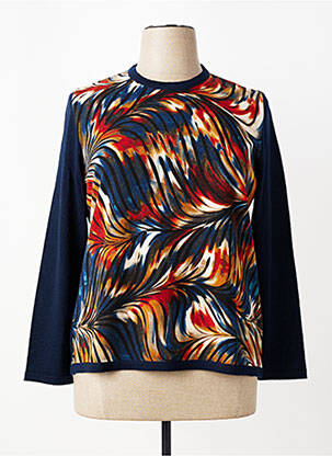 Pull coupe cintrée manches longues bleu GUY DUBOUIS femme