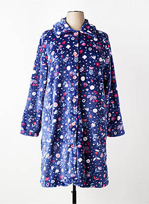 Robe de chambre col chemisier bleu MASSANA femme