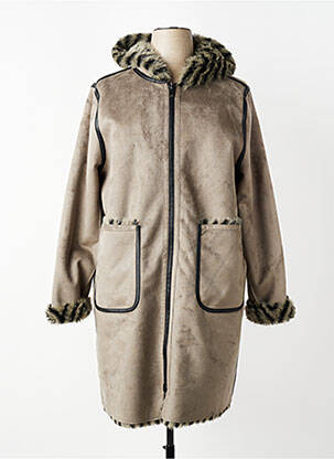 Manteau long coupe cintrée a capuche gris REVER MILE femme
