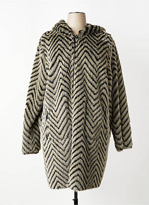 Manteau long coupe cintrée a capuche gris REVER MILE femme