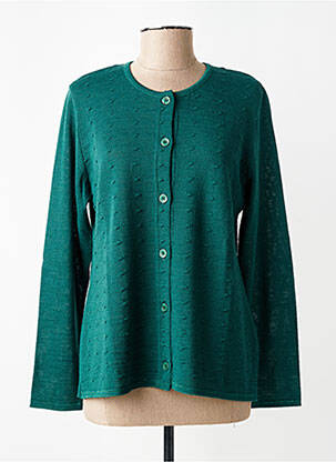 Gilet manches longues col rond vert GRIFFON femme