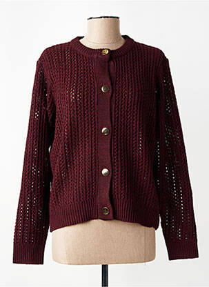 Gilet manches longues col rond rouge JULIE GUERLANDE femme