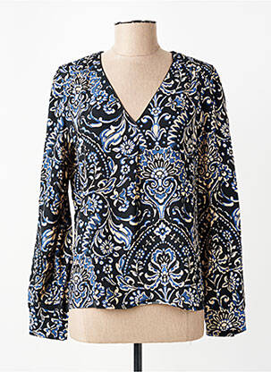 Blouse imprimé fleurs manches longues noir JULIE GUERLANDE femme