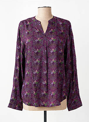 Chemisier tissage popeline manches longues violet AGATHE & LOUISE femme