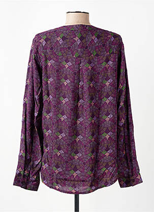 Chemisier tissage popeline manches longues violet AGATHE & LOUISE femme