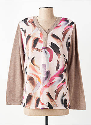 Pull coupe cintrée manches longues marron I.ODENA femme