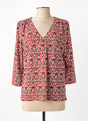 Top tissage crêpe manches 3/4 rouge JULIE GUERLANDE femme