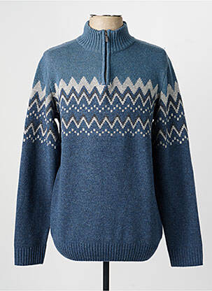 Pull tissage jacquard manches longues bleu CAMBRIDGE homme