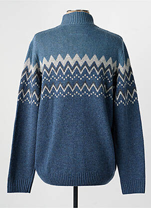 Pull tissage jacquard manches longues bleu CAMBRIDGE homme