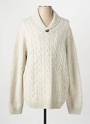 Pull maille torsadée manches longues beige CAMBRIDGE homme