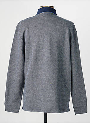 Polo tissage chiné manches longues bleu EMBLEMATIC homme