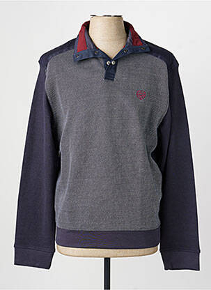 Sweat-shirt col camionneur manches longues bleu EASYLINE homme