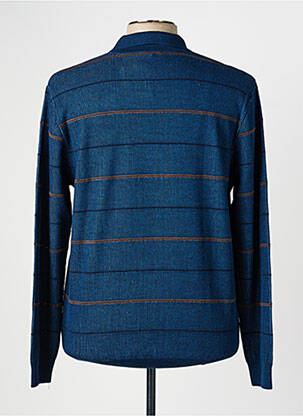 Pull col polo manches longues bleu RHODAMEL homme