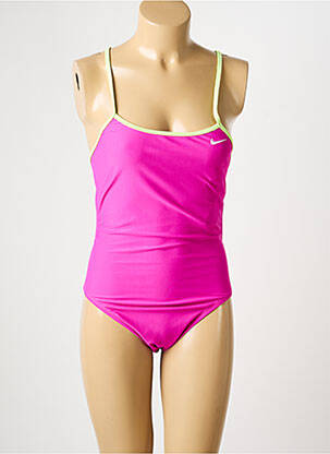 Maillot de bain 1 pièce effet matière satinée rose NIKE femme