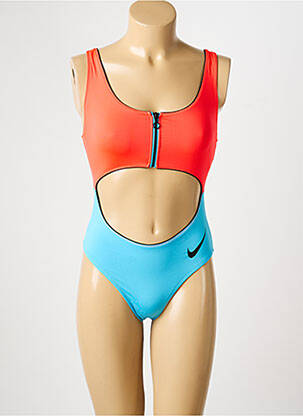 Maillot de bain 1 pièce effet matière satinée orange NIKE femme