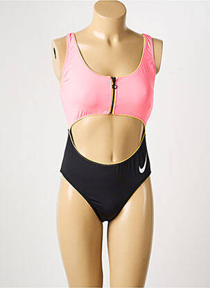 Maillot de bain 1 pièce effet matière satinée rose NIKE femme
