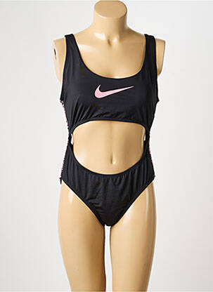 Maillot de bain 1 pièce effet matière satinée noir NIKE femme