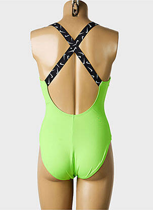 Maillot de bain 1 pièce effet matière satinée vert NIKE femme