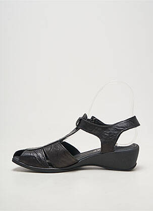 Sandales/nu pieds tissage satiné talon de 4 à 6cm noir JMG HOUCKE femme