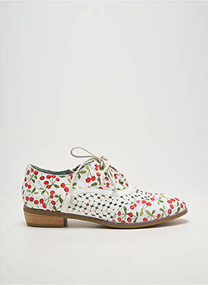 Derbies tissage satiné talon plat jusqu'à 3cm blanc LAURA VITA femme