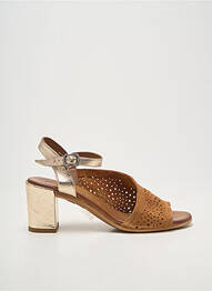 Sandales/nu pieds tissage satiné talon de 7 à 9cm or LUNE & L'AUTRE femme