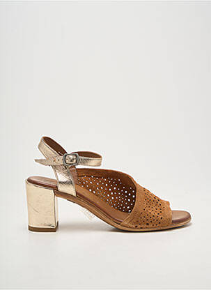 Sandales/nu pieds tissage satiné talon de 7 à 9cm or LUNE & L'AUTRE femme