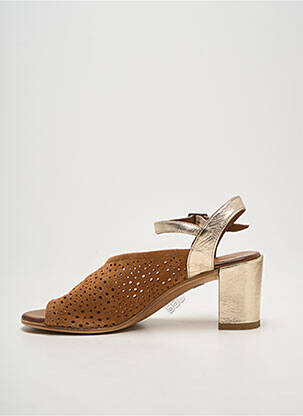 Sandales/nu pieds tissage satiné talon de 7 à 9cm or LUNE & L'AUTRE femme