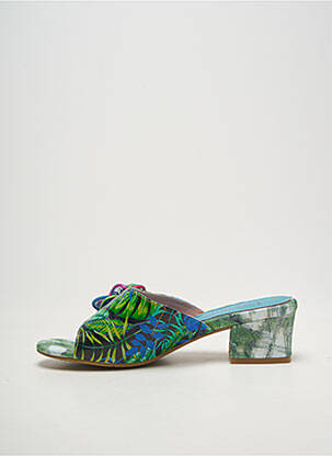 Mules/sabots matière lisse talon de 4 à 6cm bleu LAURA VITA femme