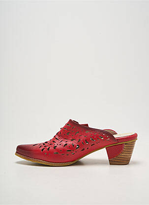 Mules/sabots tissage satiné talon de 4 à 6cm rouge LAURA VITA femme