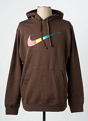 Sweat-shirt à capuche poches manches longues marron NIKE homme