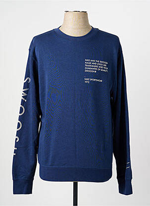Sweat-shirt stretch manches longues bleu NIKE homme
