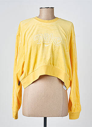 Sweat-shirt broderie manches longues jaune NIKE femme