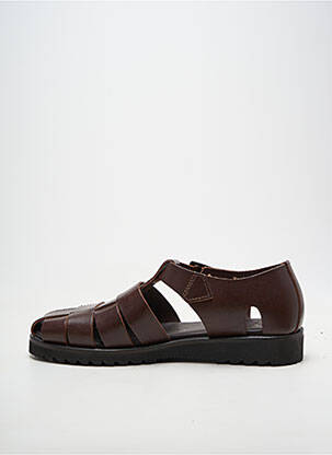 Sandales/nu pieds tissage satiné bout rond marron FRATELLI VANNI homme