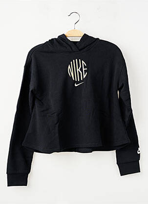 Sweat-shirt à capuche broderie manches longues noir NIKE fille