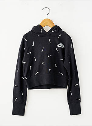 Sweat-shirt à capuche coupe droite manches longues noir NIKE fille