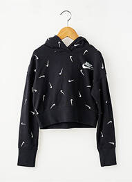 Sweat-shirt à capuche coupe droite manches longues noir NIKE fille