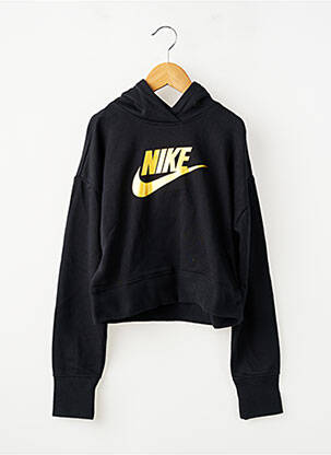 Sweat-shirt à capuche col v manches longues noir NIKE fille