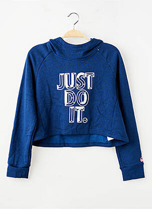 Sweat-shirt à capuche stretch manches longues bleu NIKE fille