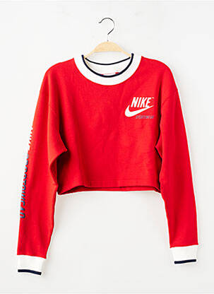 Sweat-shirt coupe over-size manches longues rouge NIKE femme