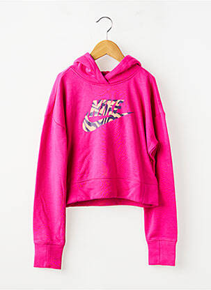 Sweat-shirt à capuche stretch manches longues rose NIKE fille