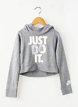 Sweat-shirt à capuche stretch manches longues gris NIKE fille