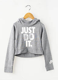 Sweat-shirt à capuche coupe droite manches longues gris NIKE fille