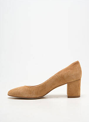 Escarpins semelle extérieure cuir talon plat jusqu'à 3cm marron MAYPOL femme