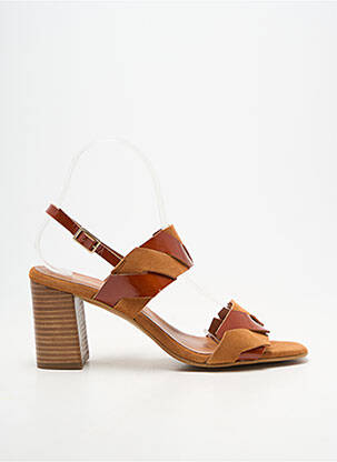 Sandales/nu pieds matière lisse talon de 7 à 9cm marron BELLA STORIA femme