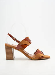 Sandales/nu pieds matière lisse talon de 7 à 9cm marron BELLA STORIA femme