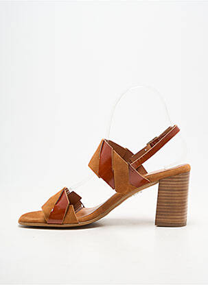 Sandales/nu pieds matière lisse talon de 7 à 9cm marron BELLA STORIA femme
