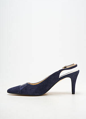 Escarpins tissage satiné talon de 7 à 9cm bleu ANDREA DAPHANE femme