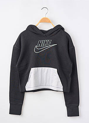 Sweat-shirt à capuche broderie manches longues noir NIKE fille