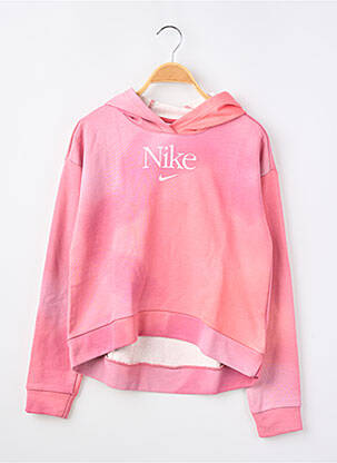 Sweat-shirt à capuche coupe droite manches longues rose NIKE fille